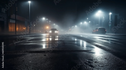 wet street in a city by night © Milan