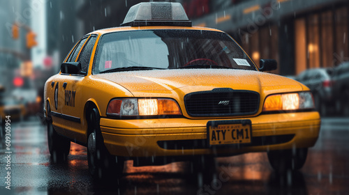 Taxi in the street. Generative AI