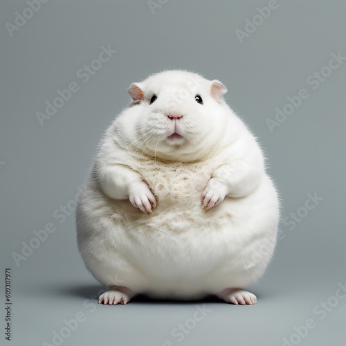 illustrazione di simpatico criceto bianco obeso, in carne, in sovrappeso, creato con ai