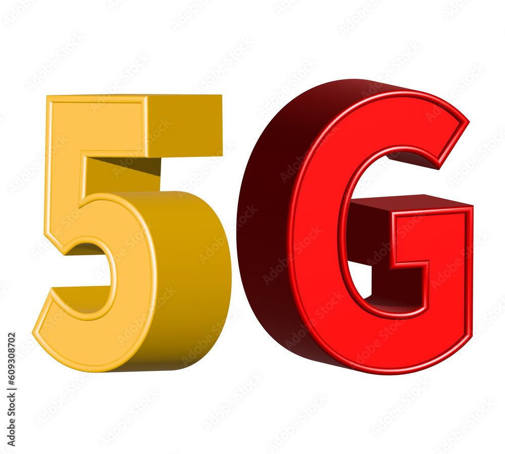 3d red and gold 5G sign isolated on white background. 3d red and gold 5G sign isolated on white background.