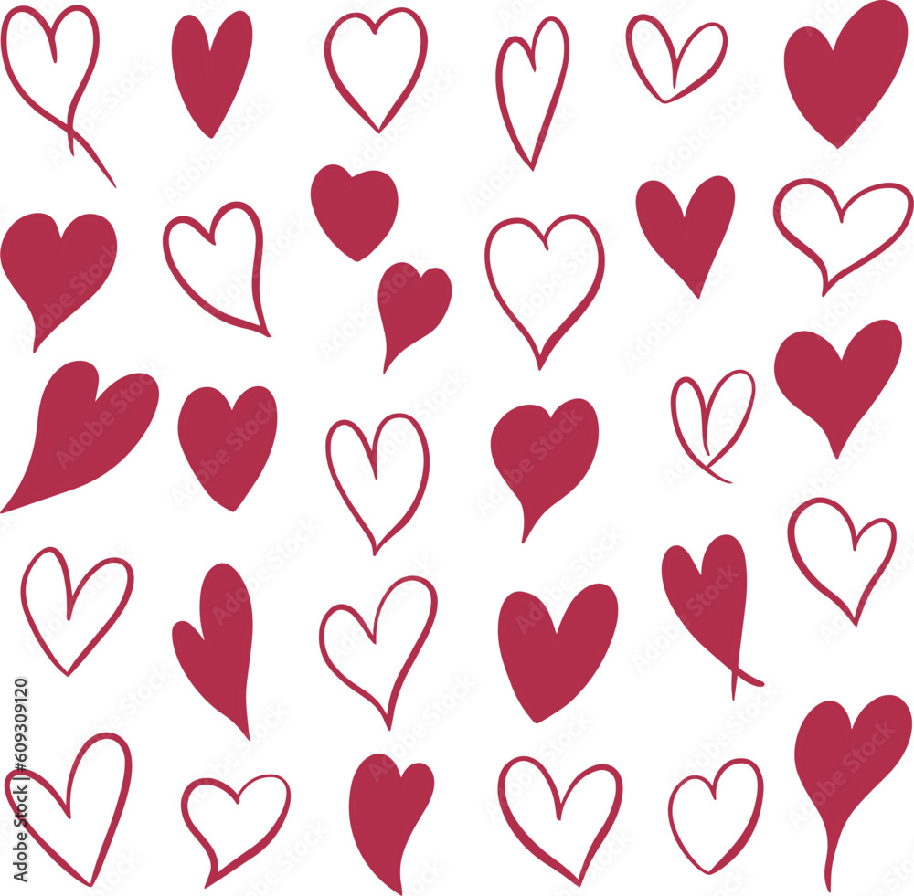 hand drawn vector hearts hand drawn vector hearts
