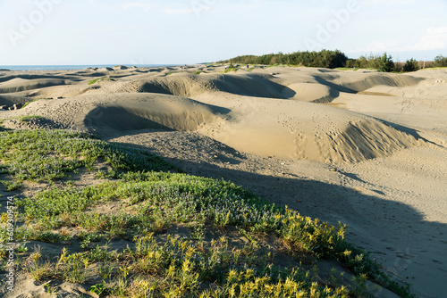 Beautiful view of Dintouer Sandbank in Qigu, Tainan, Taiwan. It is next to the Guosheng Lighthouse. photo