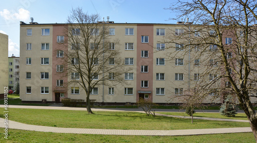 Housing estate with low-rise blocks of flats beginning of spring urban nature landscape april
 photo