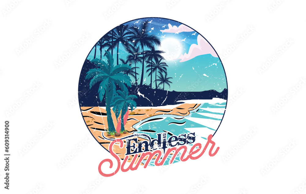 Endless summer beach t shirt print illustration Endless summer beach t shirt print illustration