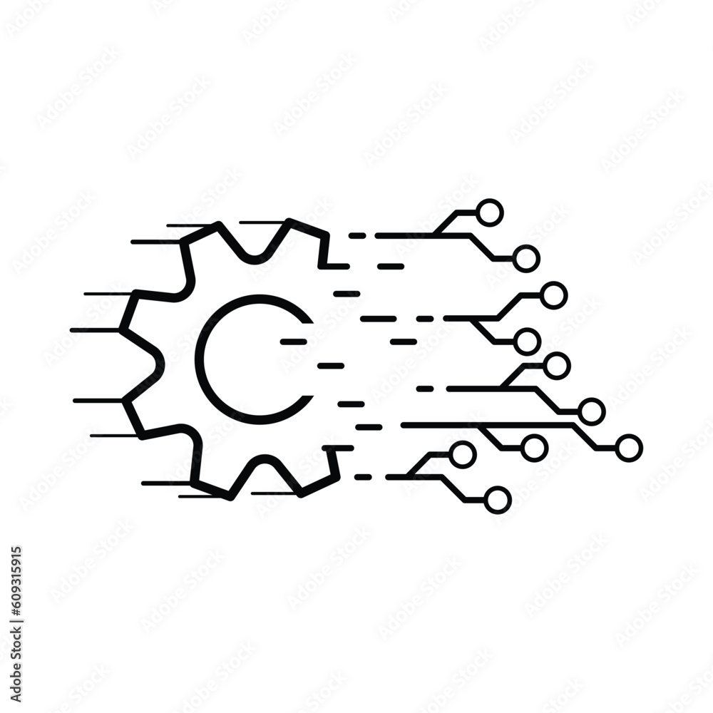 Running Gearwheel Transform Into High speed Digital Circuit Industrial Running gearwheel transform into high speed digital circuit industrial