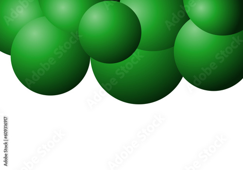 Plantilla de burbujas en verde degradado sobre fondo blanco