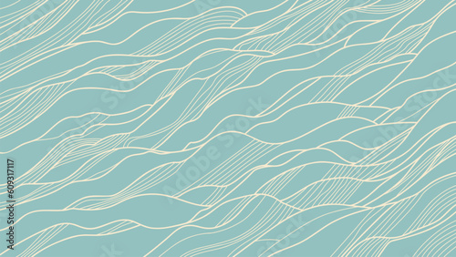 Abstract background with waves. Hand drawn vector illustration. Flat color design.