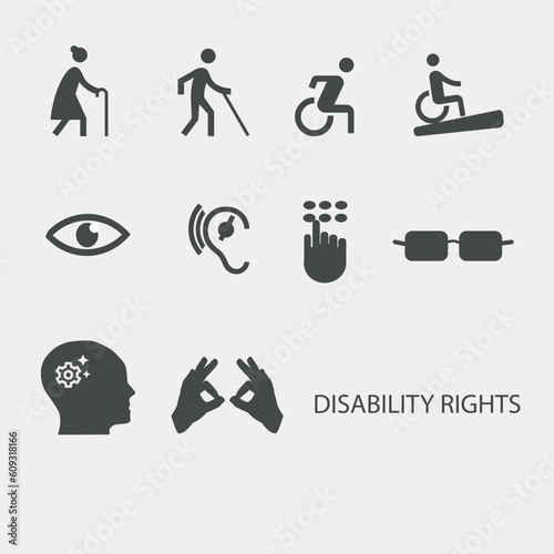 icons set disability rights vector illustration