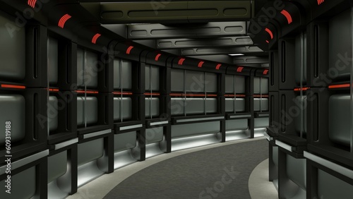 Walk through a spaceship in a corridor photo