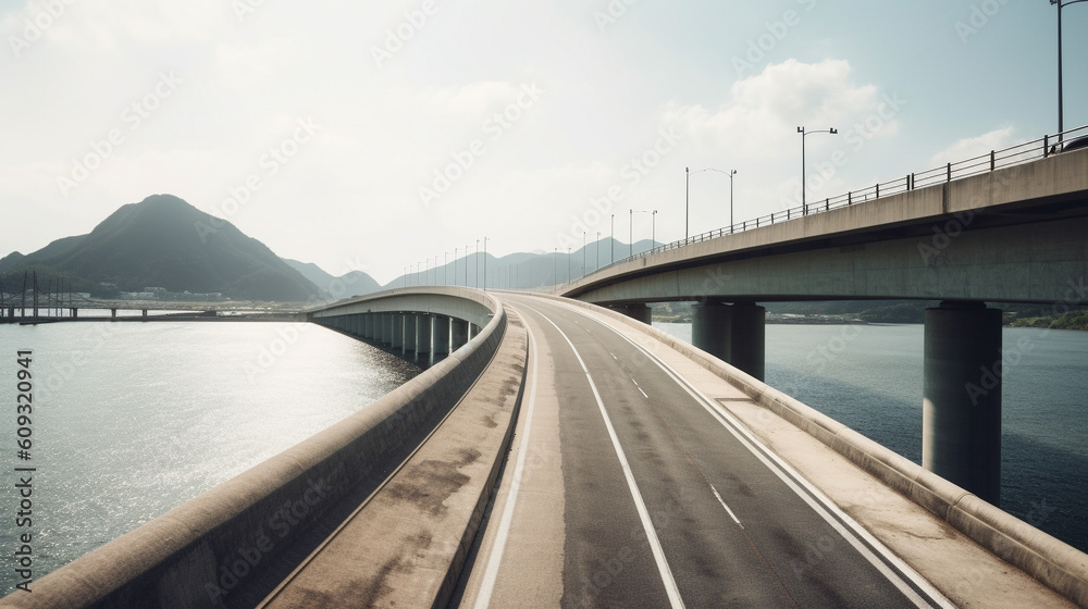 Highway road at coastal landscapes. Generative AI
