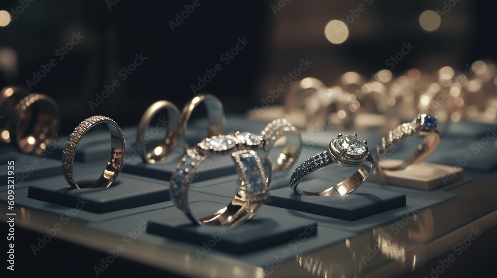 Shiny golden rings minimalist background. Generative AI Shiny golden rings minimalist background. Generative AI