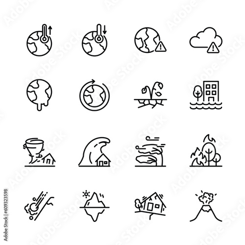 Set of climate change icons, vector illustration