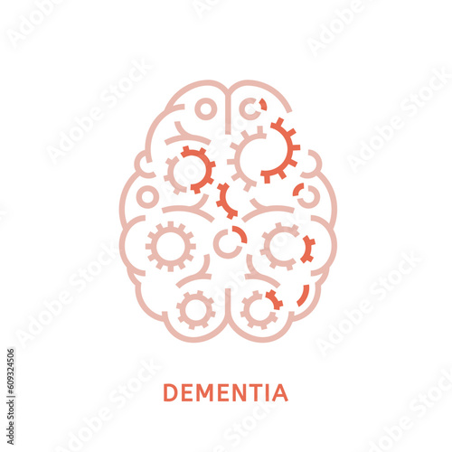 Vector dementia icon in outline style. Editable illustration