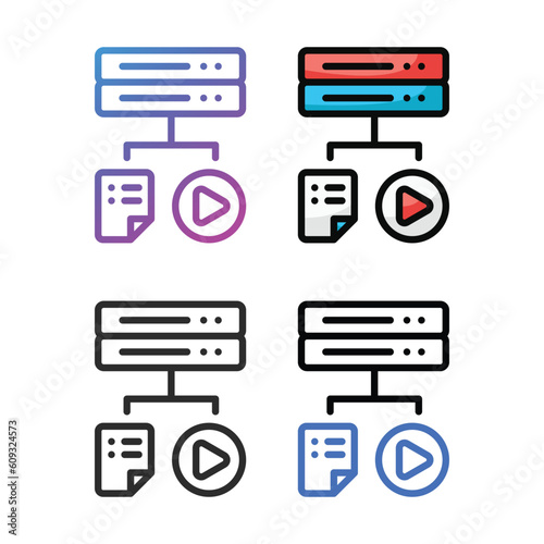 Server multimedia icon design in four variation color