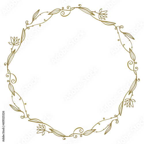Romantic elegant decorative golden vector wreath.