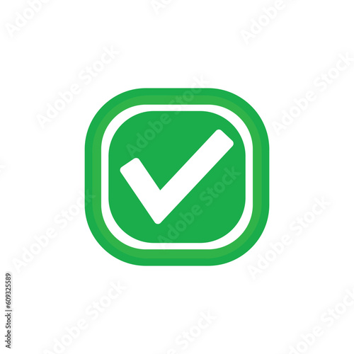 Check mark green line icons. Vector illustration. - Vector