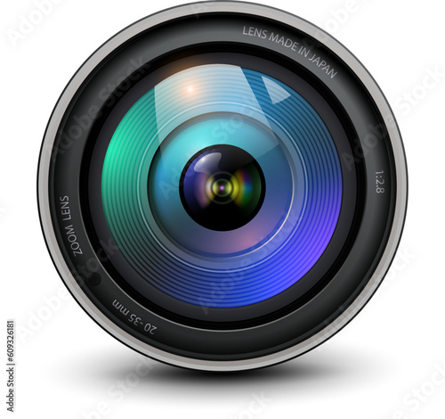 camera photo lens, 3d icon illustration.