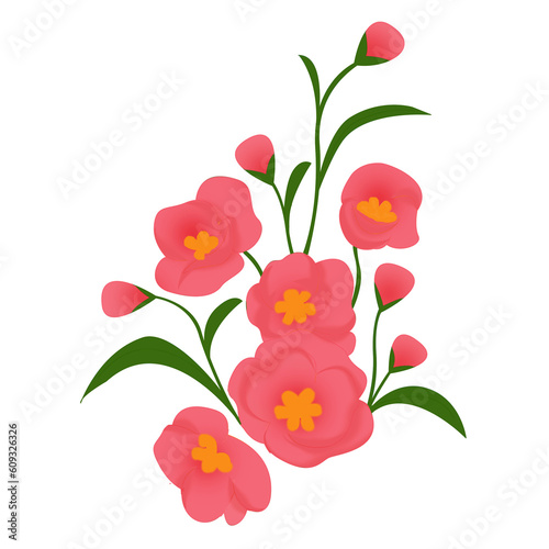 Pink Blossom flower Branch Cute Hand Drawn Cartoon Clip art Illustration and Artwork Design Element
