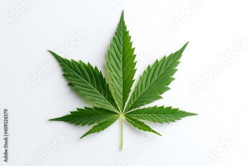 cannabis leaf on a white background created with AI generative technology