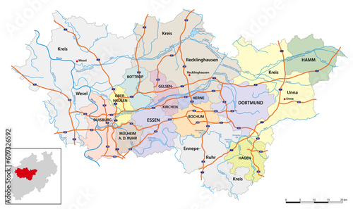 vector map of the largest German metropolitan region  the Ruhr area