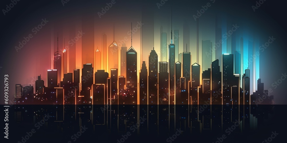 Beautiful skyline of the city at night