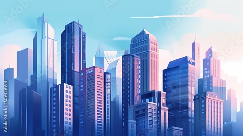 Beautiful skyline of the city  illustration art  cartoon style