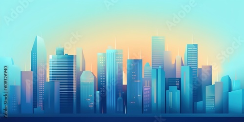 Beautiful skyline of the city  illustration art  cartoon style