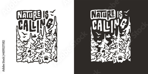 Outdoor wild camping print. Travel and adventure. Wanderlust summer forest explore hiking
