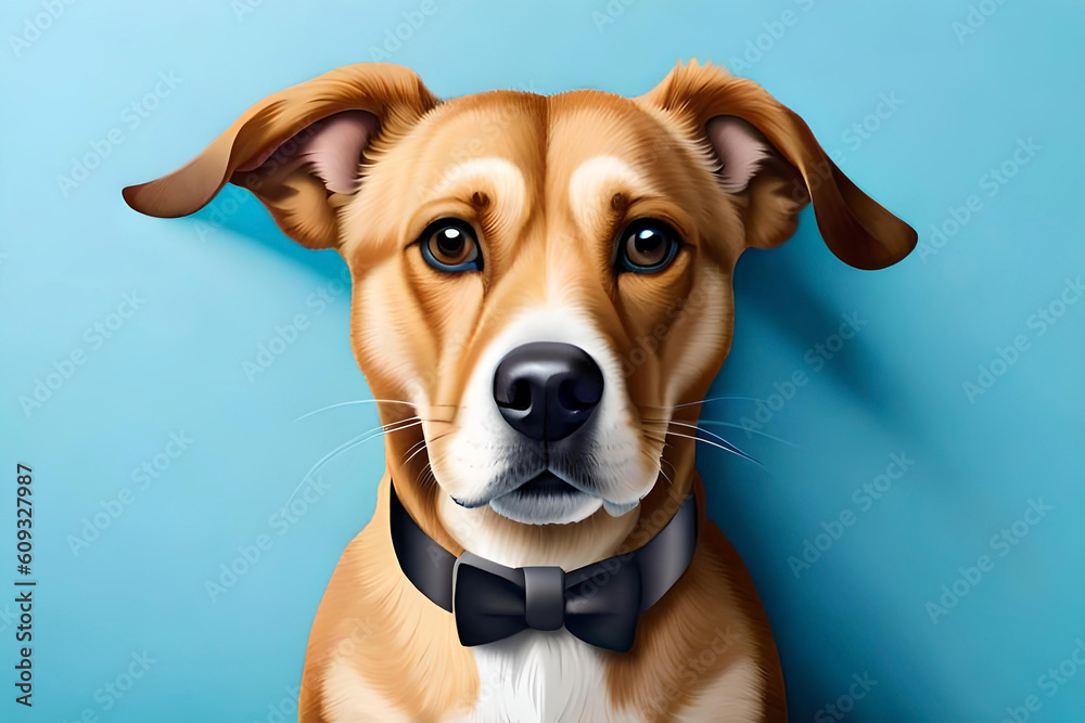 golden retriever on Light Blue Background golden retriever on Light Blue Background