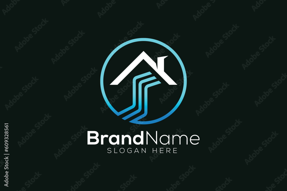 Colorful falls and home logo design template Colorful falls and home logo design template