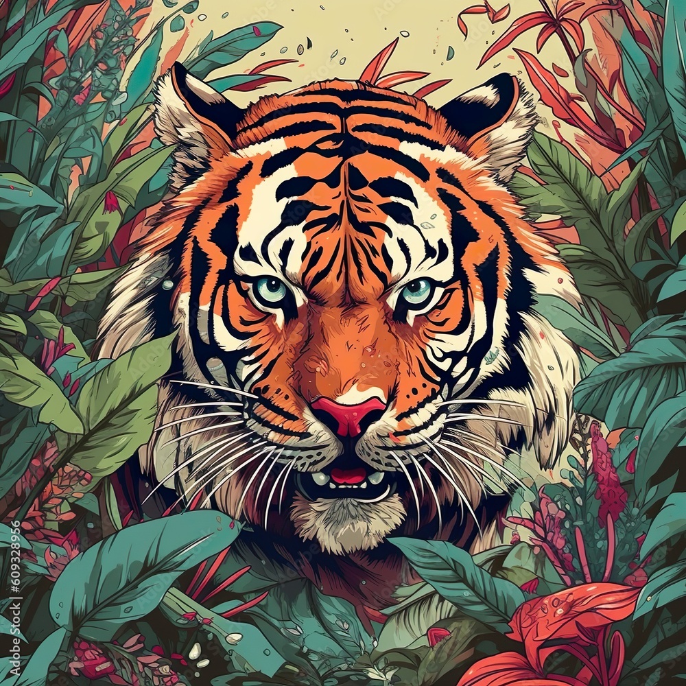 tiger illustration made with generative ai technology tiger illustration made with generative ai technology