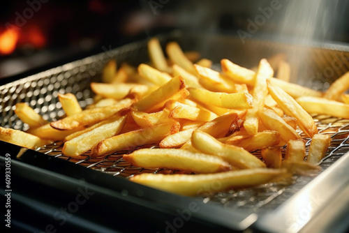 French fries in a deep frye generative ai