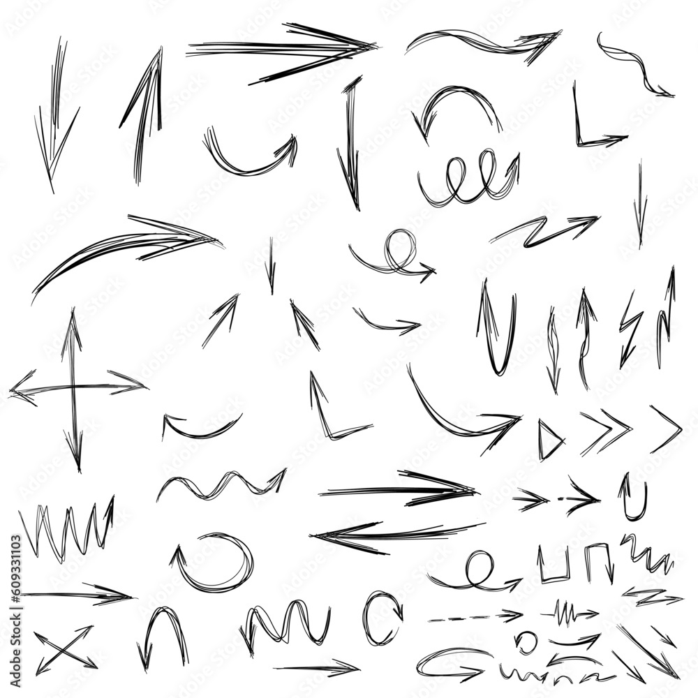 Hand drawn arrows. Arrow mark icons. Arrow paint stock vector. Swipe up symbol sign. Hand drawn arrows. Arrow mark icons. Arrow paint stock vector. Swipe up symbol sign.