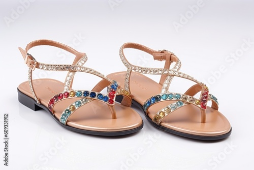 sandal with diamonte gemstone insole, perfect for any occasion, created with generative ai