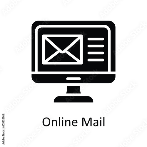 Online Mail Vector   solid Icon Design illustration. Digital Marketing  Symbol on White background EPS 10 File