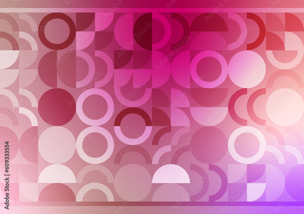 Gradient geometric pink circle soft line bauhaus pattern background