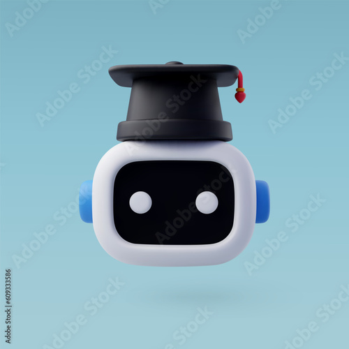 3d Vector Robot Machine Learning, AI in science and business, Technology and engineering concept.