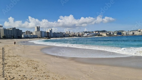 Playa de Riazor en A Coruña, Galicia