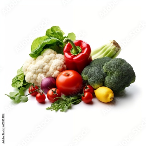 Fresh Vegetables on White Background. Generative AI