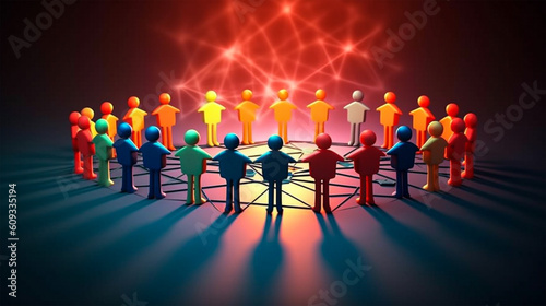 Connect team concept and unity or teamwork idea as a business for partnership as diverse people connected together as a corporate symbol for cooperation and working collaboration. Generative Ai.
