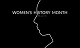 Women's History month banner in black and white minimalist style