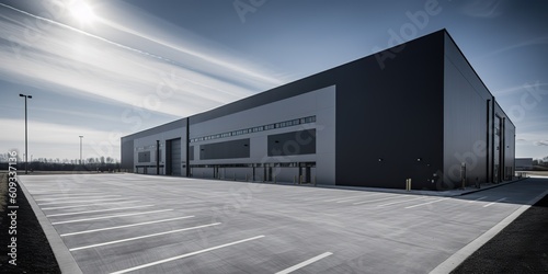 AI Generated. AI Generative. Realistic render of logistic business transport warehouse dock station. Factory and transport house. Graphic Art Illustration..Illustraton