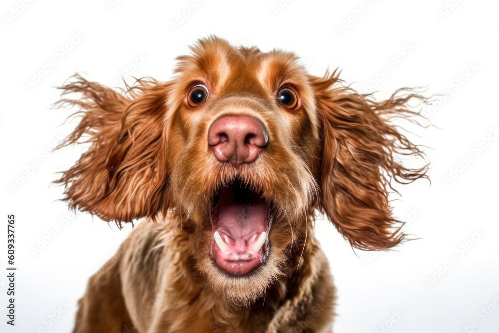 Obraz premium Portrait of happy dog. Generative AI