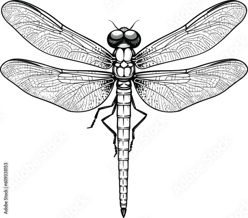 Dragonfly, colouring book for kids, vector illustration	