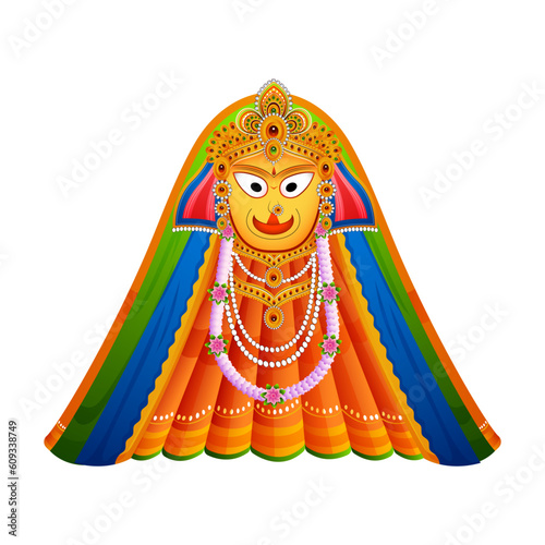 Beautiful Beautiful vector illustration of goddess Subhadra for the Indian festival of Rathayatra in Odisha.