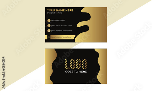 Premium modern business card design template. Golden visiting card template.