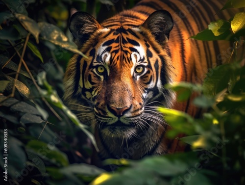 Bengal tiger, tiger in the forest. Generative Ai. © tong2530