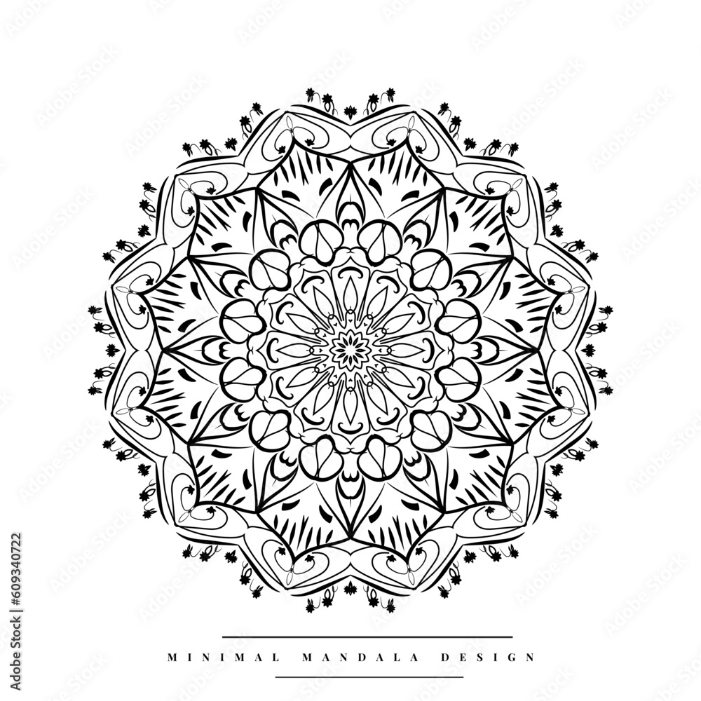 Arabesque mandala coloring page with nature-inspired elements