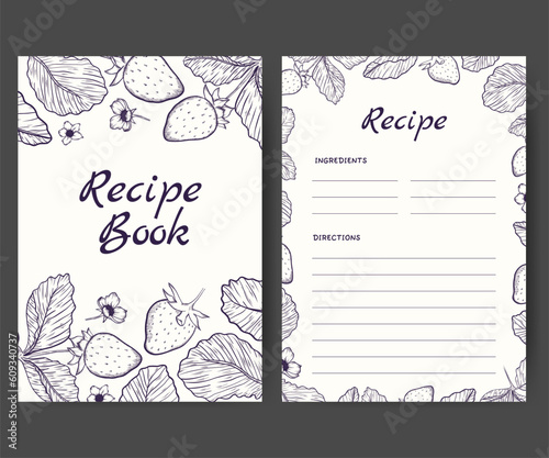 Vintage recipe card design template with fruit illustration