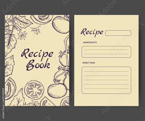 Vintage recipe card design template with fruit illustration